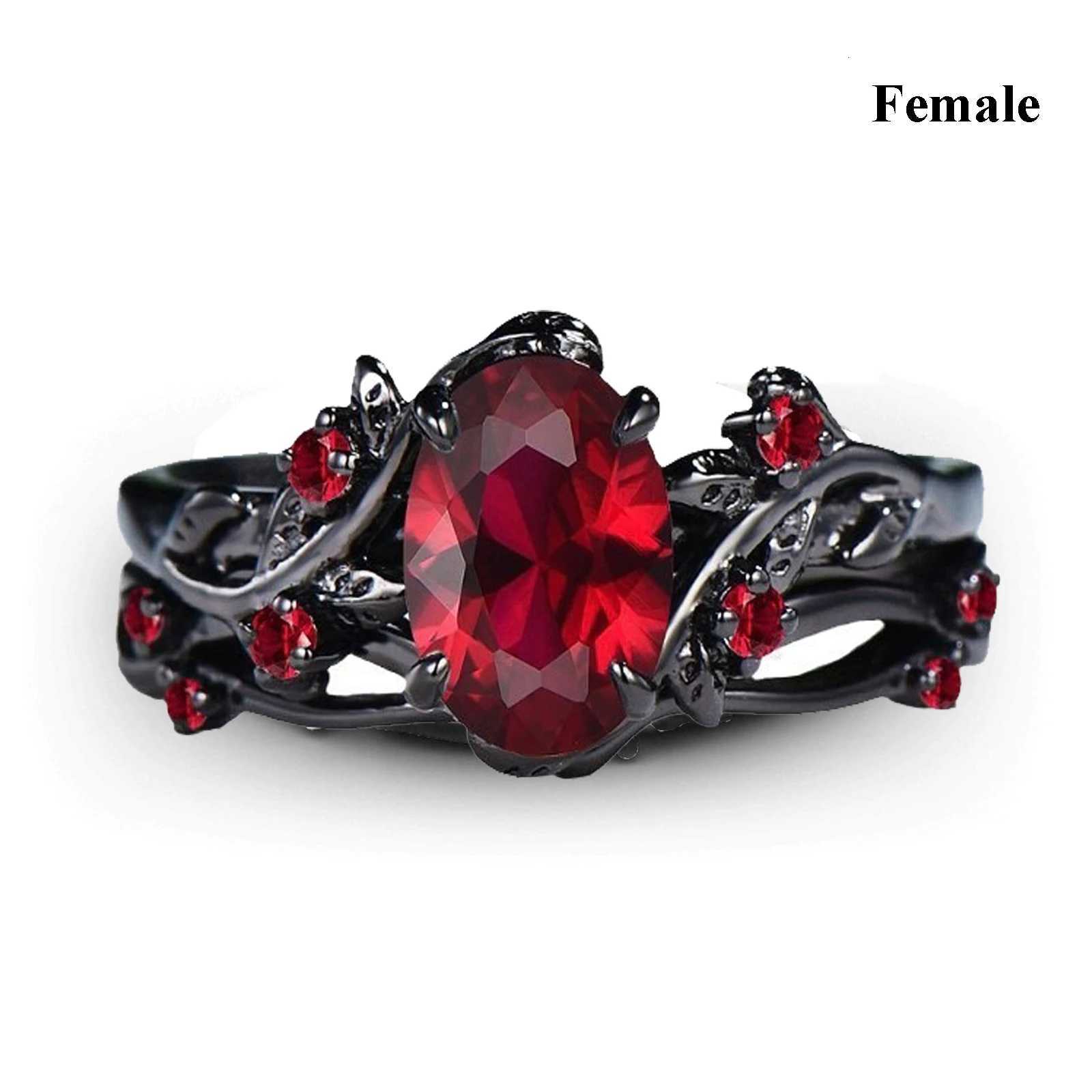 Charm Couple Rings Romantic Women Red Rhinestones Rings Set Trendy Men Stainless Steel Celtic Dragon Rings Wedding Band Jewelry Z251017