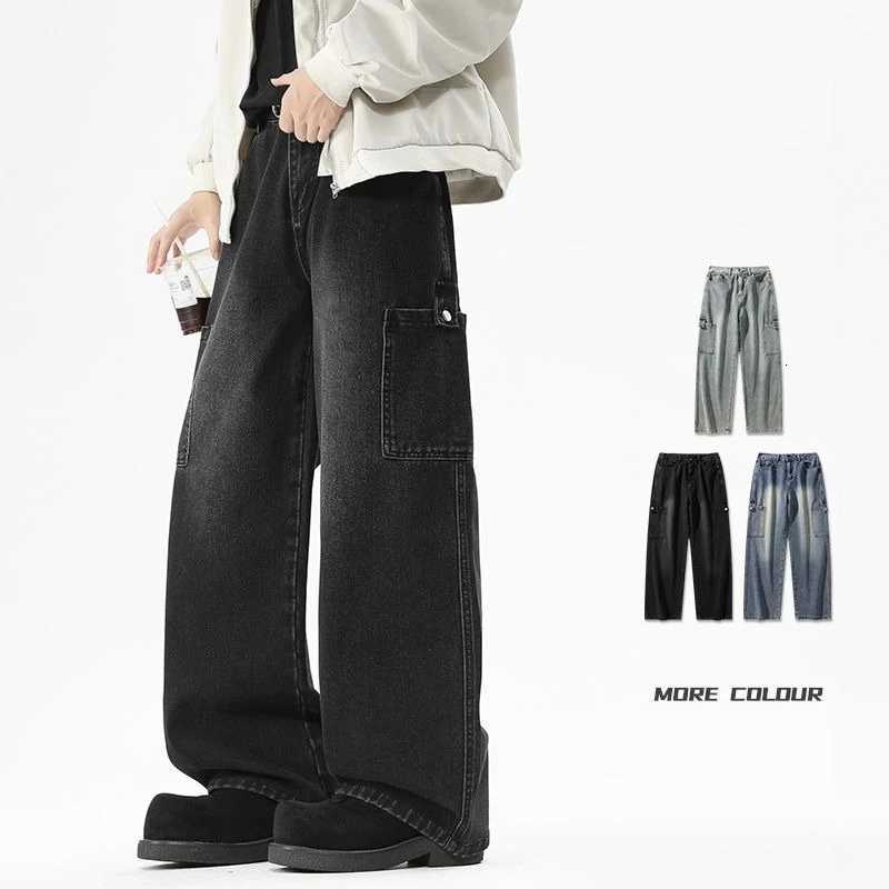Cargo Jeans Mens Autumn New Vintage Fashion Straight Denim Trousers Casual Wide Personalized Male Clothing Pants Men Denim1 Y251105