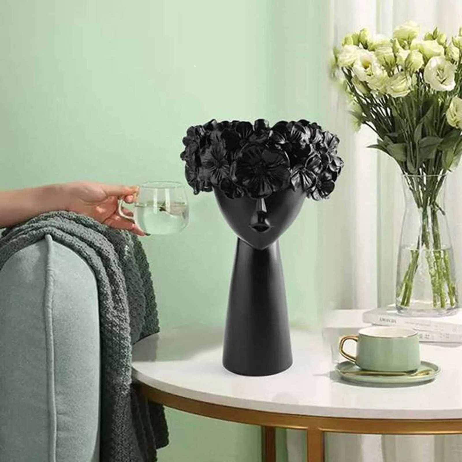ABKLNordic Home Decoration Resin Vase Statue Sculpture Makeup Brush Holder Storage Box Creative Flower Pot Art Supplies C251017