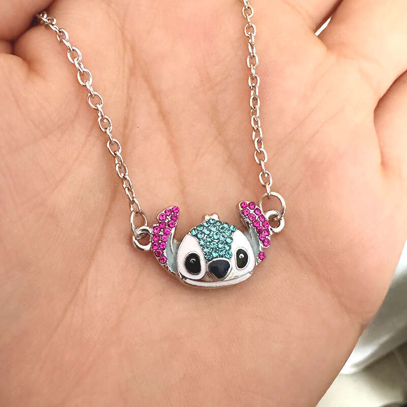 New Cartoon Blue Bear Micro Inlaid Oil Drop Bracelet Earrings Necklace Set Accessories