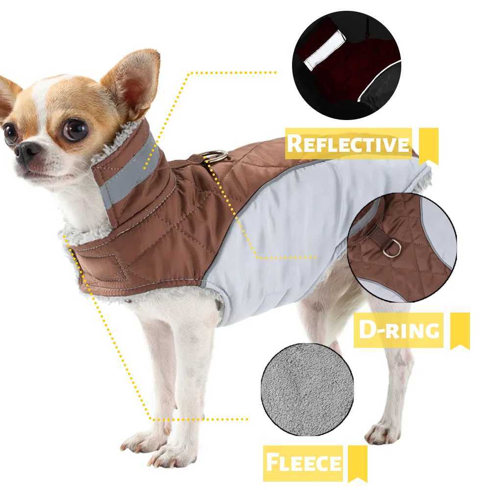 Fleece Pet Vest Coat With Dring Plaid Dog Clothes For Small Medium Pets Warm High Neck Dogs Parka For Winter Yorkshire OutfitsW251017