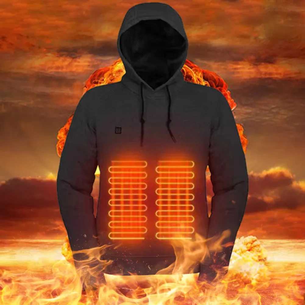 Men Women USB Heating Hoodies USB Rechargeable Long Sleeve Streetwear Loose Coats 3 Heat Levels for Camping Outdoor Work Fishing H251017