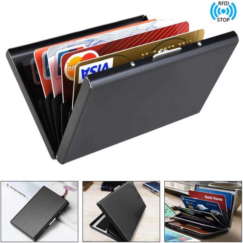Rfid Credit Card Holder Men Minimalist Wallet Aluminium Bank Cardholder Case with Money Clip Designer Porte CarteW251017