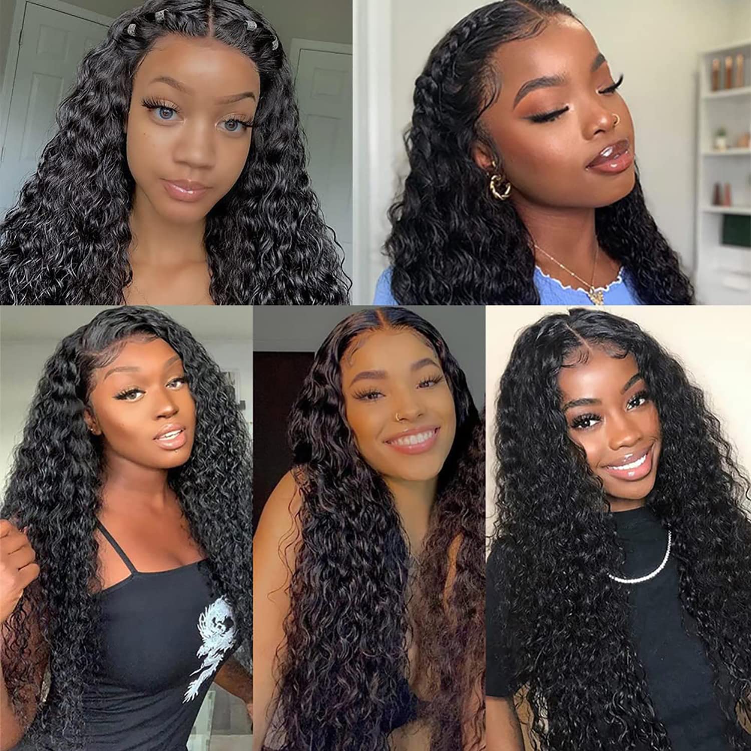 13x6 Water Wave Lace Front Wig Human Hair 180 Density Pre Plucked with Baby Hair Natural Color 16-34 Inch Wet and Wavy