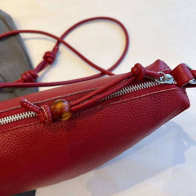 High Quality Cow Female Crossbody Shoulder Bags Handbag Sac Fashion Genuine Leather Croissant Women Tote Bag