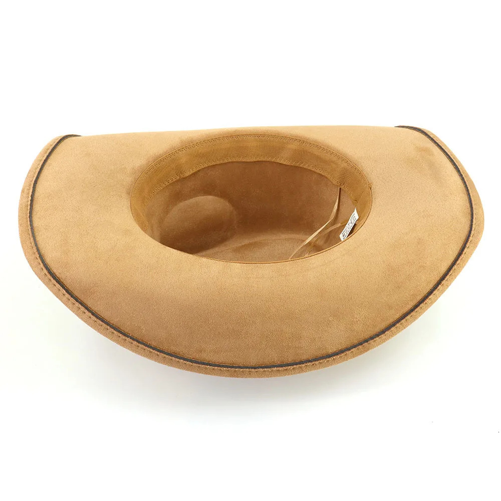 Western Big Brim Cowboy Hat Bulls Head Leather Band Suede Top Hat Outdoor Mens Hats Ladies Party Horse Riding Cowgirl Hat 251015
