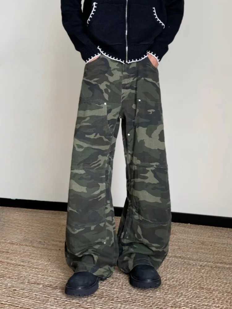 2025 Japanese Y2K Streetwear Camouflage Baggy Cargo Jeans Pants For Men Clothing Straight Casual Long Trousers Pantalones Hombre J251016