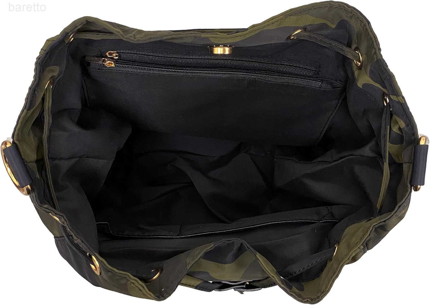 Premium Nylon Bucket Bag with 7 Zipper Pockets Premium Drawstring Bucket Bag Purse for Women Z251017