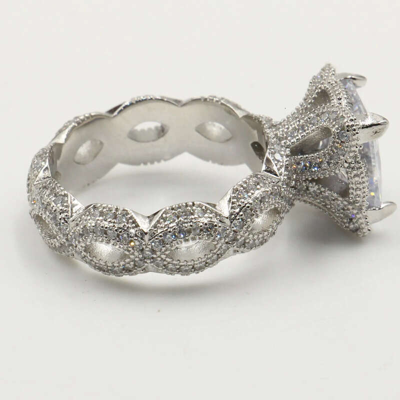 Size 5-10 Vintage Fashion Jewelry Sterling Sier Princess Cut White Topaz CZ Dia Women Wedding Band Ring For Lover Gift