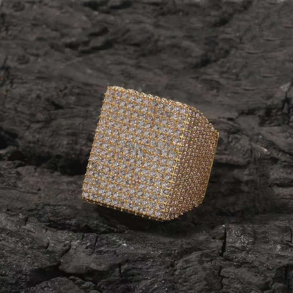 Men's moissanite dia GRA authentication personality exaggerated Ice block Hip Hop trendy gold sterling sier cuban women ring