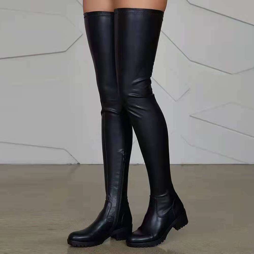 Winter Over Knee High Thigh-High Boots Coarse Heel Elasticity