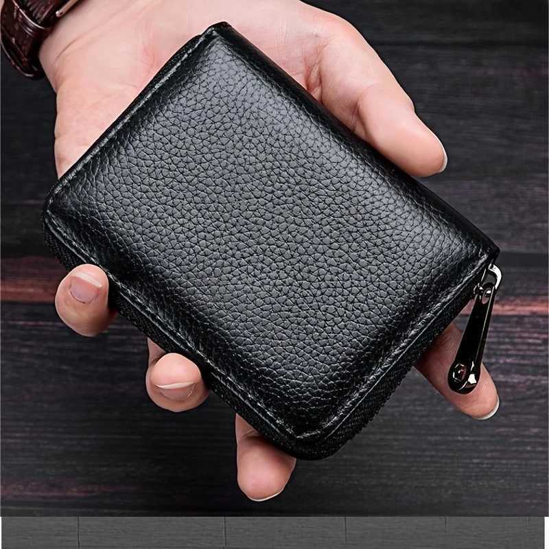 1Pc Leather Card Case with Zippered Coin Compartment Long Lasting and Durable Portable Perfect for Daily CommutingW251017