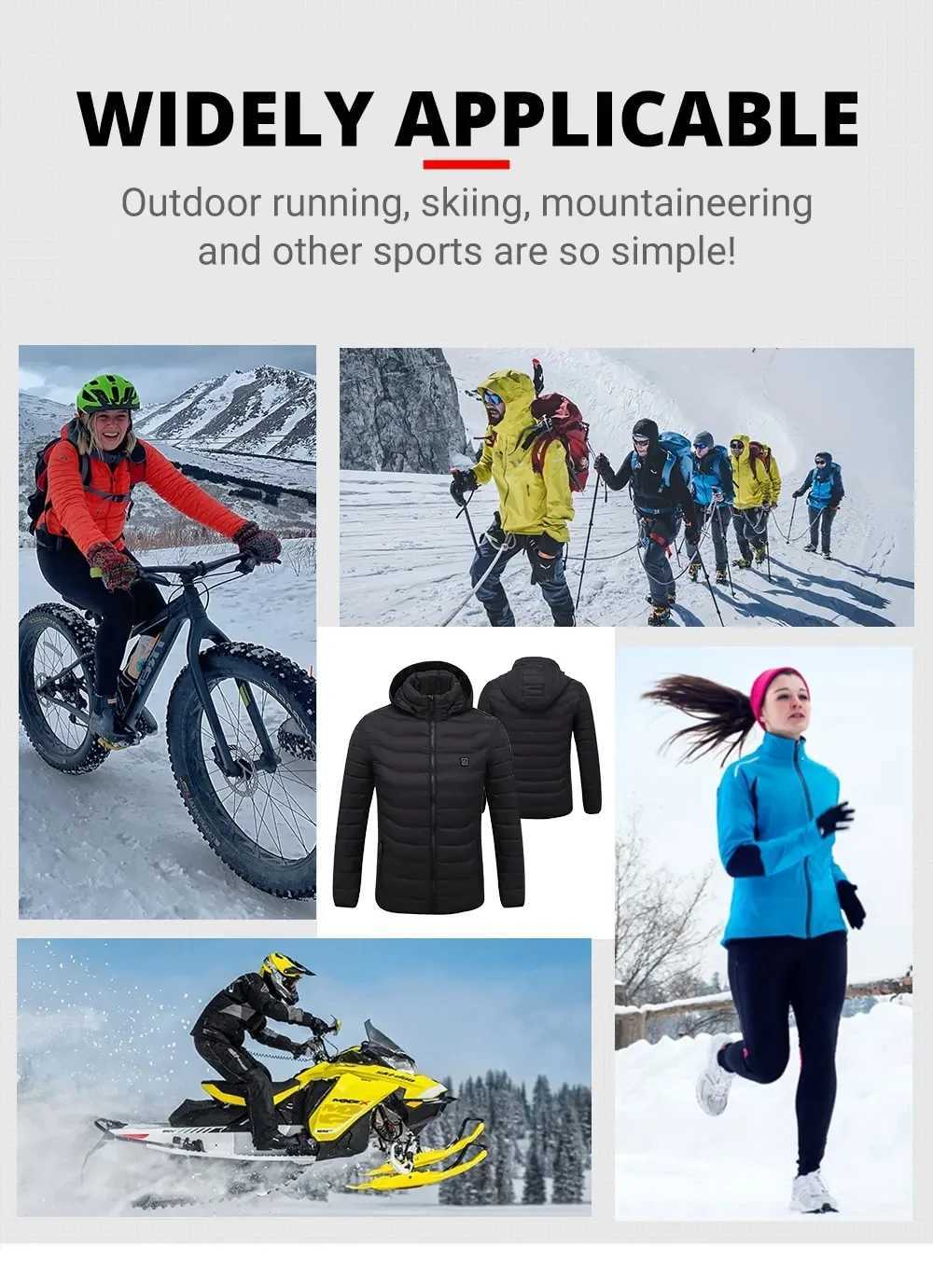 Winter Heated Jacket Womens Warm Vest USB Heater Mens Autumn Heating Jacket Heated Vests Coat Hunting Hiking Camping H251017