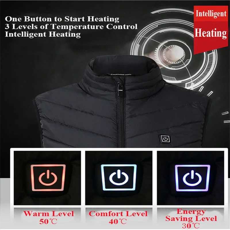 913 Areas Heated Vest Men Women Heated Jacket Winter Usb Heating Vest Self Heating Thermal Vest Heating Down Jacket Warm Vest H251017