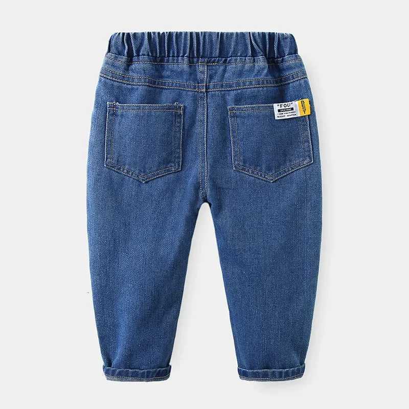 New 2025 Spring Autumn Boys Fashion Solid Jeans Long Trousers Kids Classic Elastic Waist Denim Pants Clothing for 26 YearsT251017