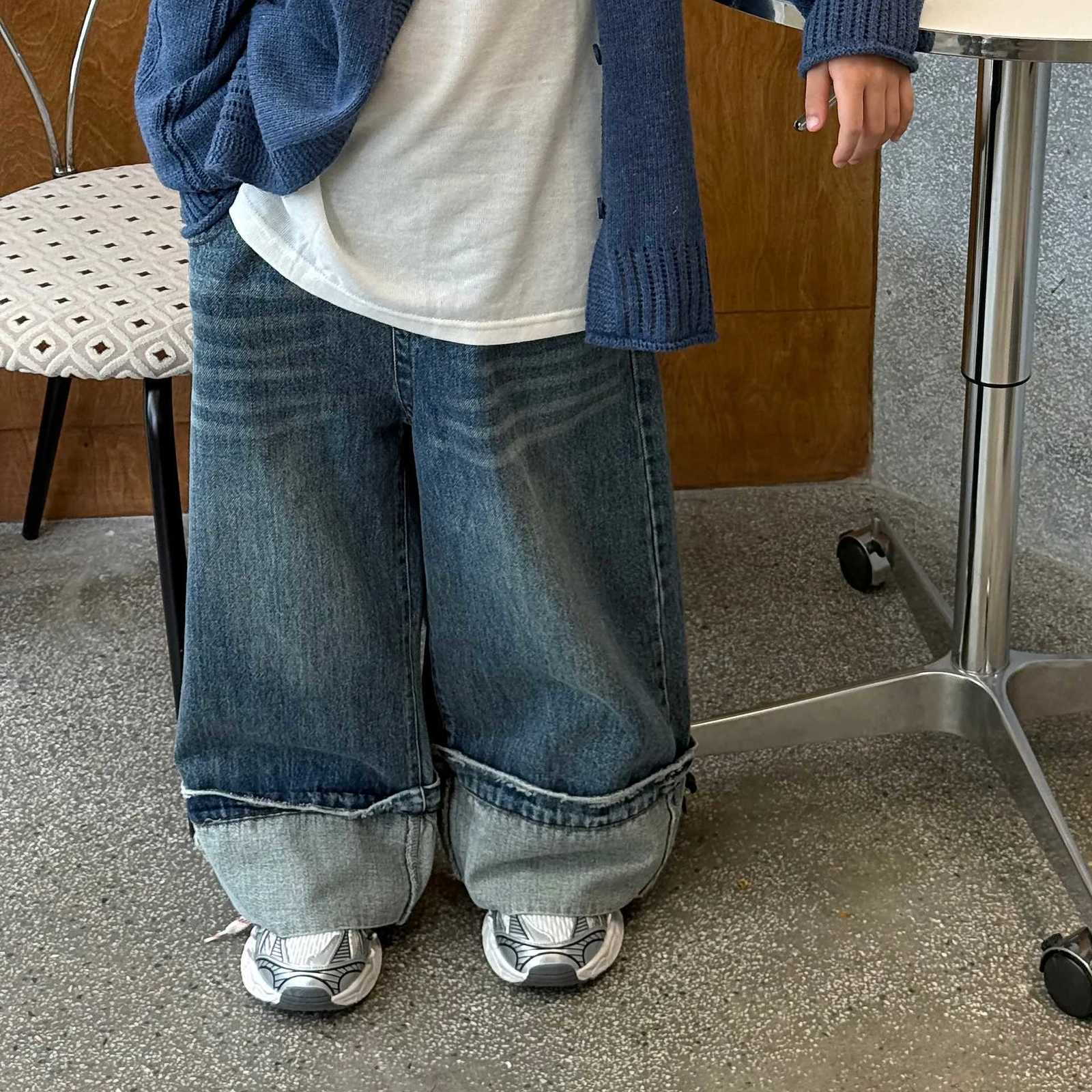 Children Clothing Boys Fashion Retro All Match Straight Leg Jeans 2025 Autumn New Boys Korean Style Simple and Loose JeansT251017