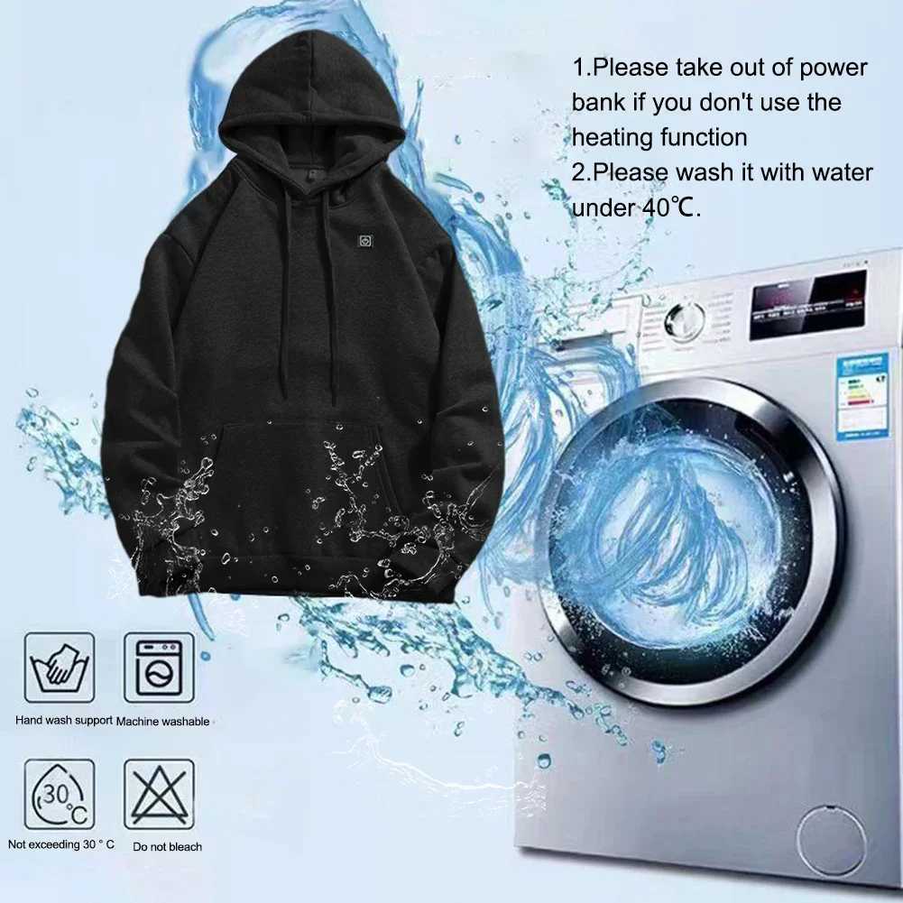 Men Women USB Heating Hoodies USB Rechargeable Long Sleeve Streetwear Loose Coats 3 Heat Levels for Camping Outdoor Work Fishing H251017