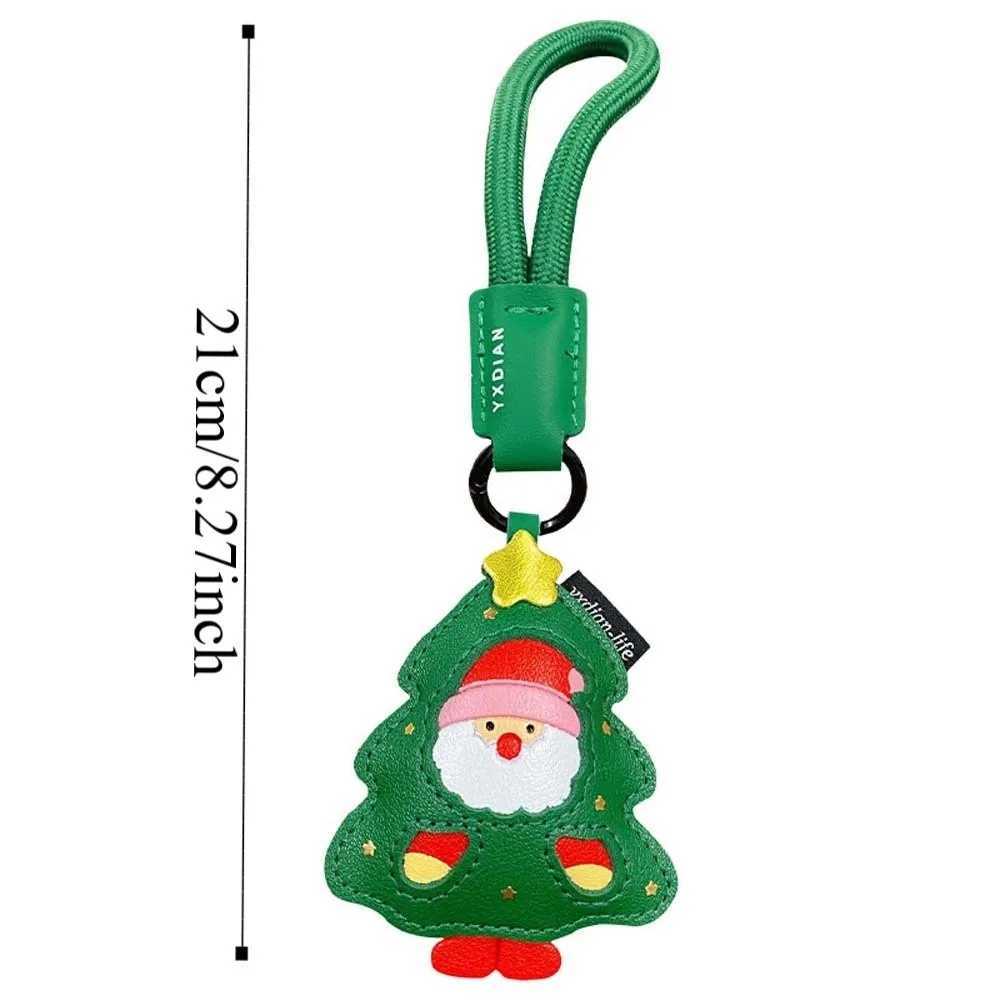 Bag Charm Waterproof Christmas Key Ring Exquisite Sewn Santa Claus Keychain Cartoon Christmas Tree Leather Elk Pendant J251017