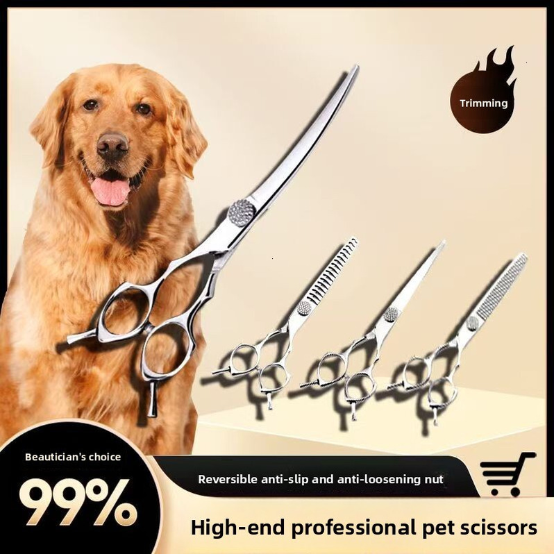 Shop Professional Grade High-end Pet Puff Shears Set Trimming Grooming Curved Scissors Sharp Household Wholesale