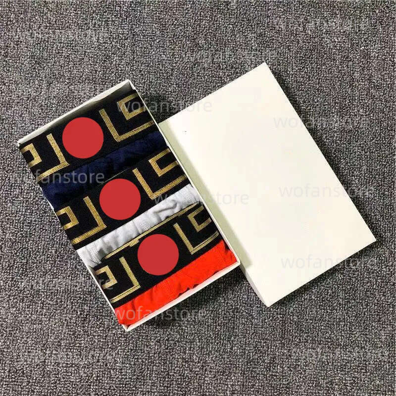 3 Items Man's Logo Medusa Men's Underwear Head Flat Angle Pure Cotton Luxury Gold Boxer Shorts Sexy Retro Trend Boxed 49F