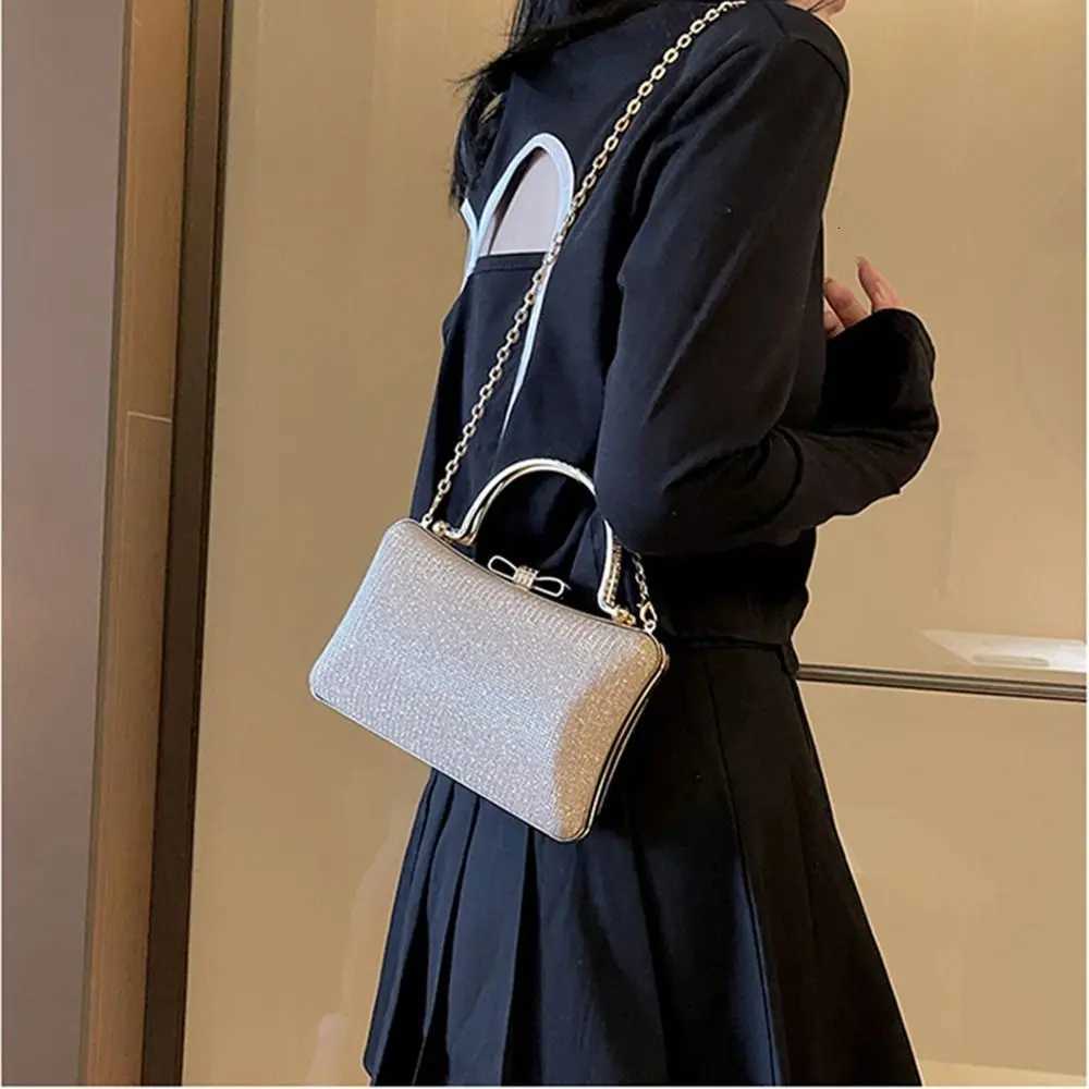 Portable Glitter Evening Banquet Bag Wrist Bag Large Capacity Box Handbag Crossbody Bag Rhinestone Ladies Clutch Bag Wedding Z251017