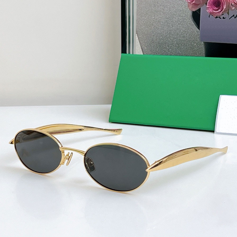 Sardine Oval Sunglasses 25ss New Womens Designer Metal Frame Sunglasses BV1386S Mens sTemples with sculptural sardine shape Sunglasses Summer Outdoor