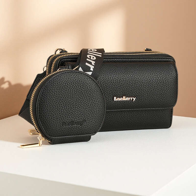 Wallet New Baellerry Lychee Texture Crossbody Letter Zipper Shoulder Mother-Daughter Women's Bag