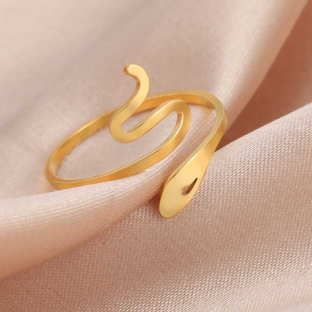 Skyrim Lovely Snake Shaped Adjustable Ring for Women Girls Minimalist Jewelry Ring Stainless Steel Birthday Party Gift WholesaleW251017