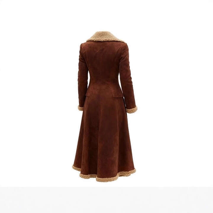 Denim Women's Western Coat Plush Autumn Winter Fashion Warm Jacket Patchwork Long Style