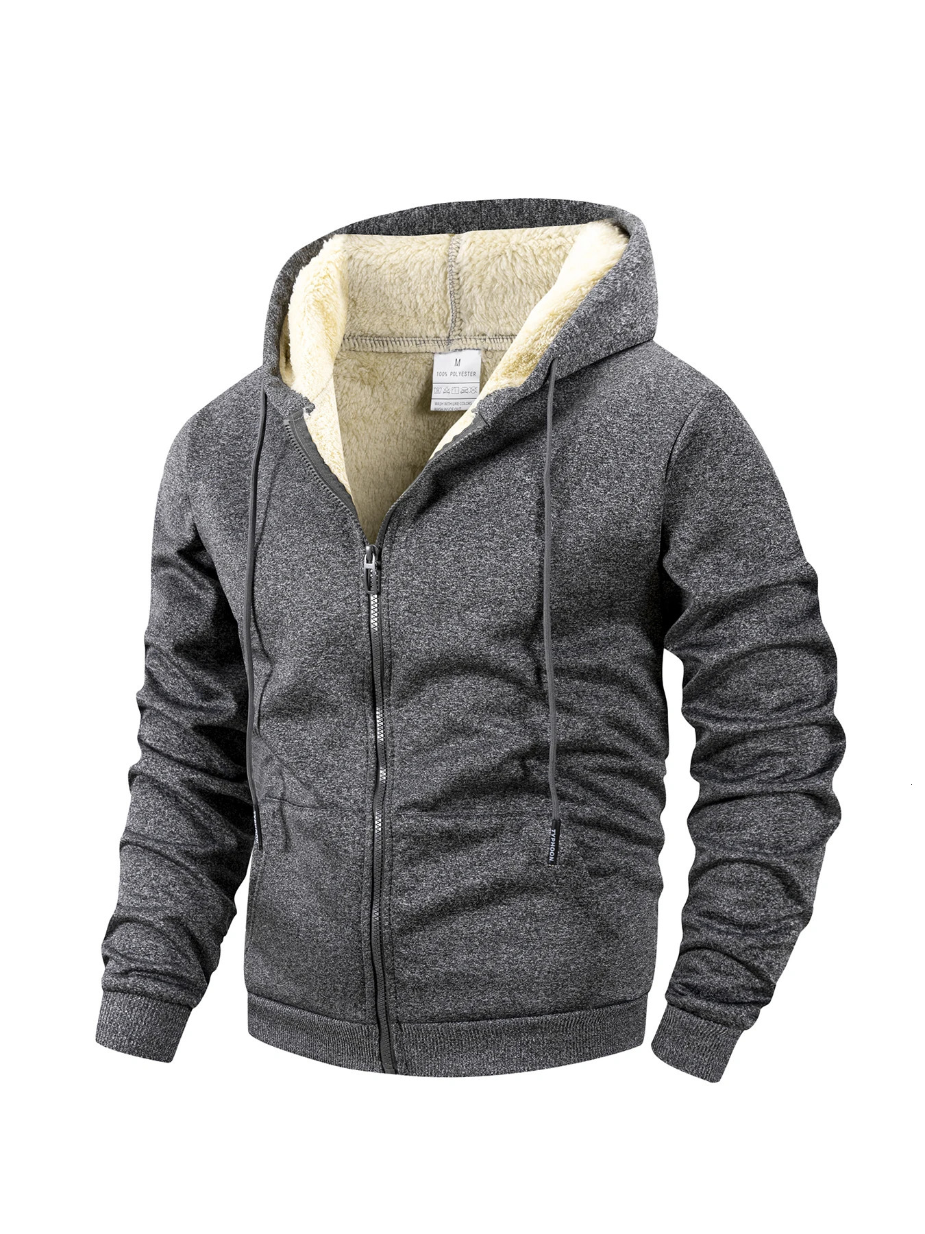 Winter Mens Zipper Jacket Fleece Warm Windproof Hoodies Heavyweight Cardigan Casual Sports Long Sleeve Sweatshirts Hooded Coat 251017
