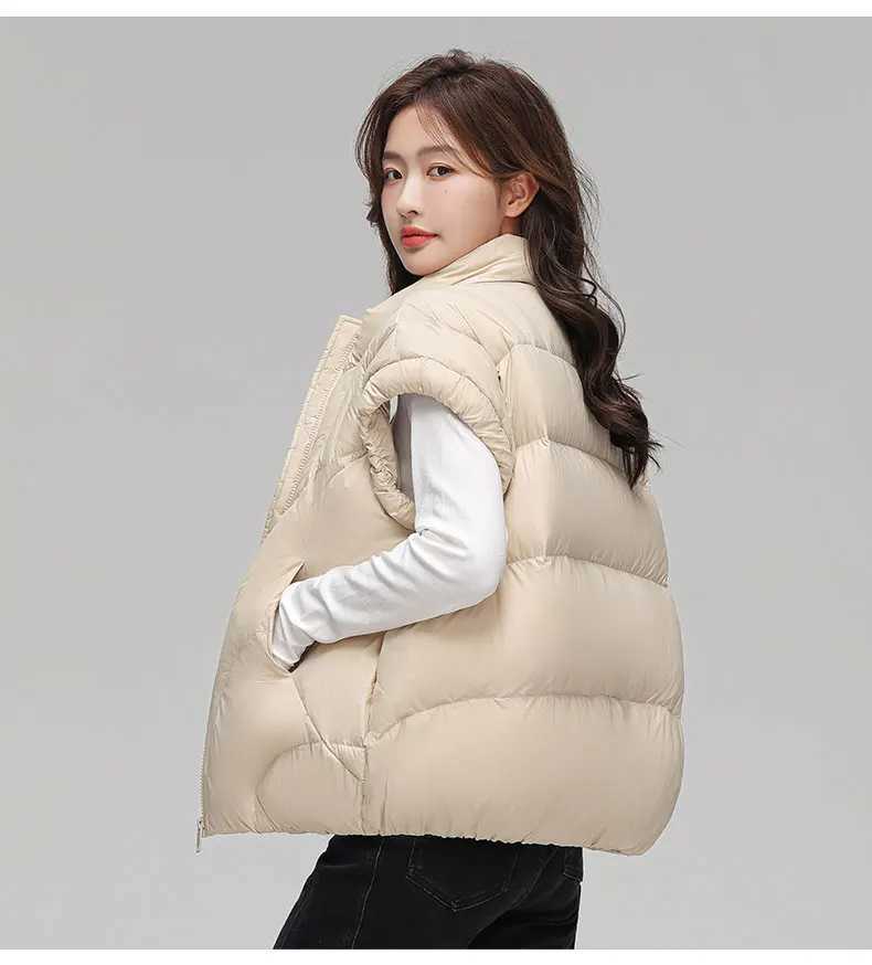 Women NEW Fashion Wide Loose Winter Waistcoat 90 White Duck Down Sleeveless Coat Spring Autumn Black Thick Vest W251016