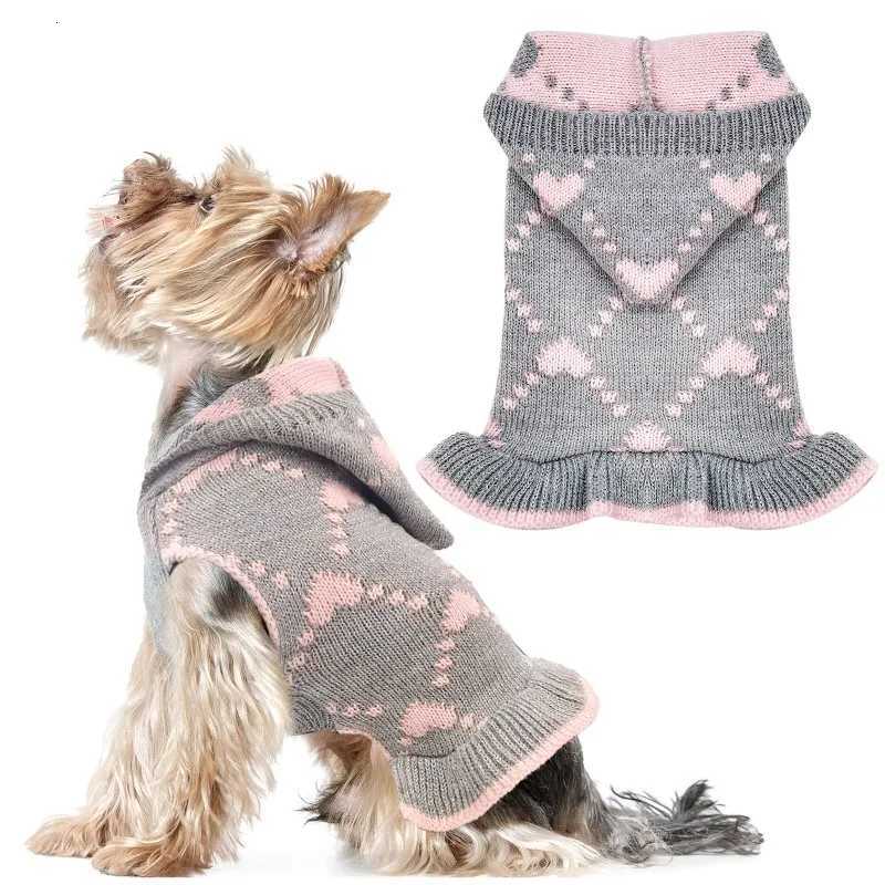 Dog Sweater Dress Luxury Dog Clothes Love Print Pet Pullover Knitted Warm Dog Winter Coat Chihuahua Yorkie Poodle Bichon CostumeW251017