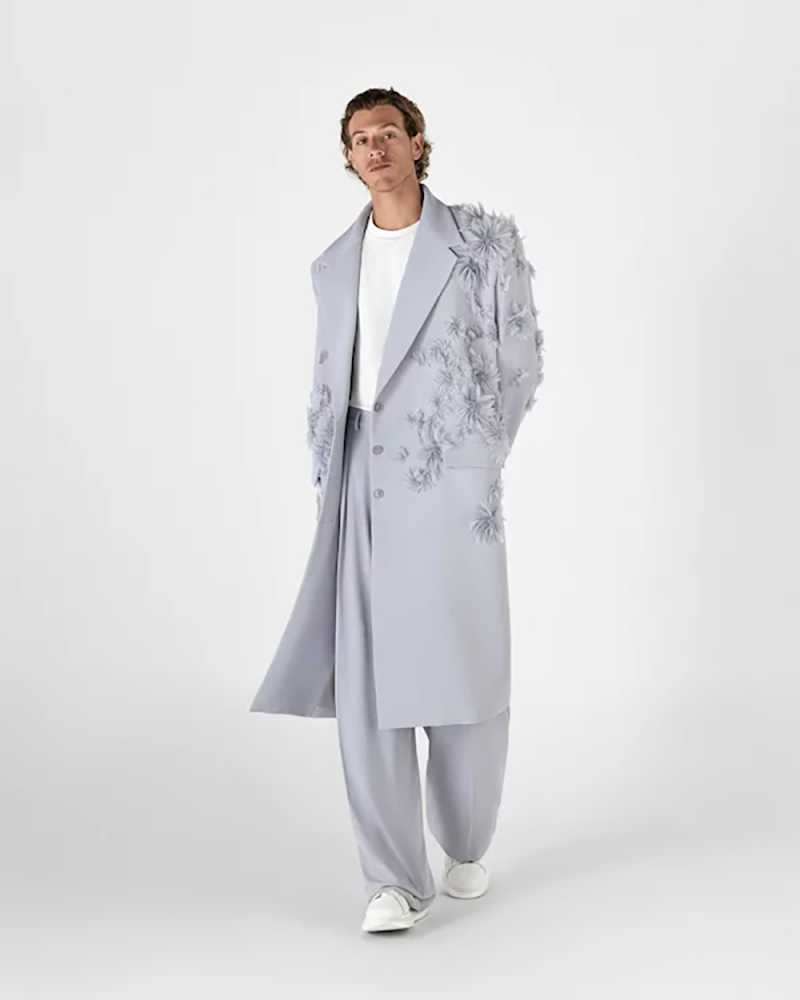 Luxury Men Overcoat 1 Piece Blazer 3D Appliques Notched Lapel Formal Occasion Groom Wedding Coat Customized Trajes Para Hombre