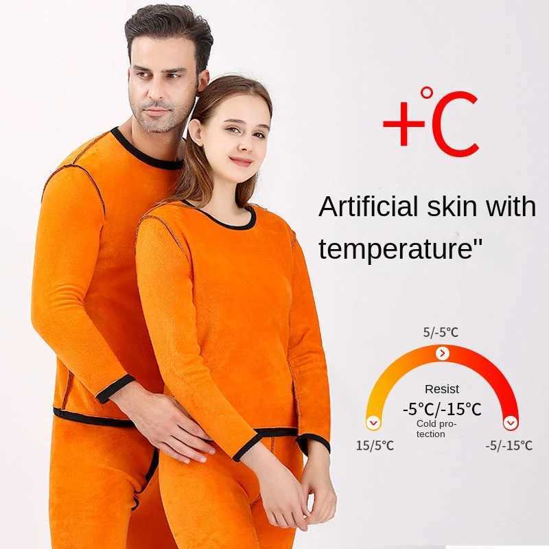 New Winter Thermal Underwear Set Mens Thickening and Fleece Oneck Long Johns and Tops Womens Cold Protection Couple Suit H251017