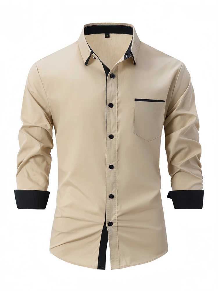2024 mens shirt system buckle solid color shirt business office super large size 6xl loose style fashion designer J251017