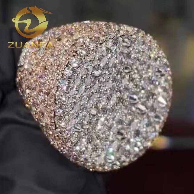 Diamond Reverse Setting New Iced Out Jewelry Moissanite Hip Hop Ring 925 Sterling Silver Men Diamond Ring Custom