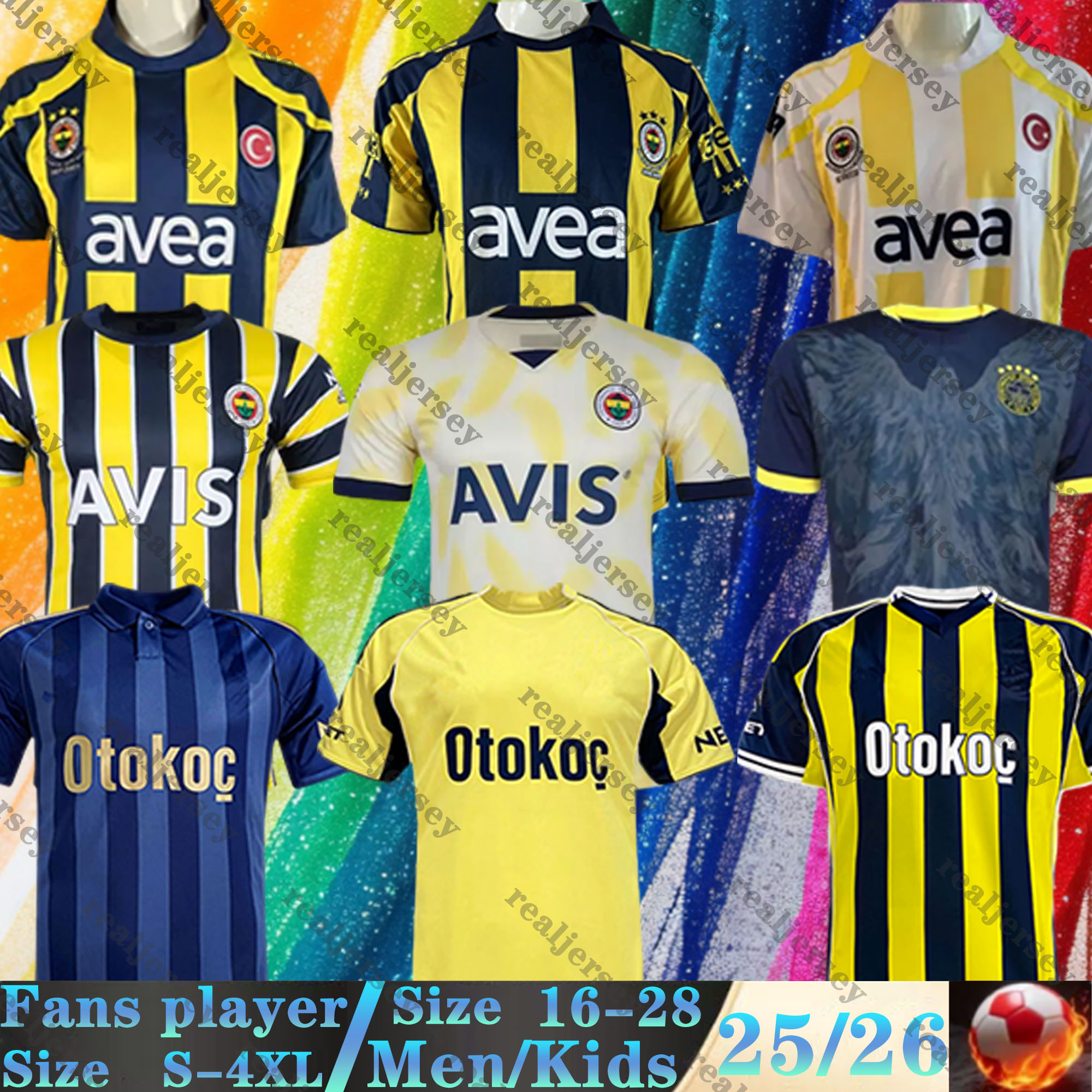 2025 2026 Fenerbahce Soccer Jerseys Retro 07 08 09 DZEKO CRESPO ARDA GULER KAHVECI JOAO PEDRO BATSHUAYI SZALAI ZAJC 25 26 Home Away Men Uniforms kids kit Football Shirt