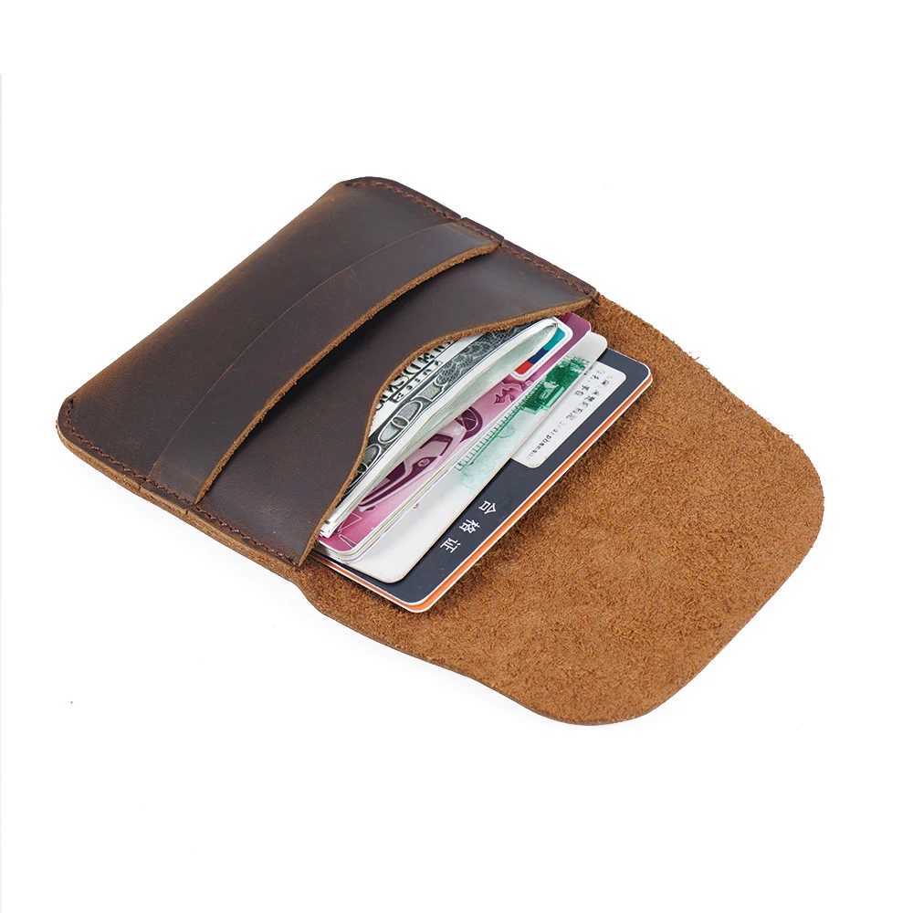 AIGUONIU 100 Genuine Leather Credit ID card holder Vintage business card holder Retro Male Coin pursesW251017