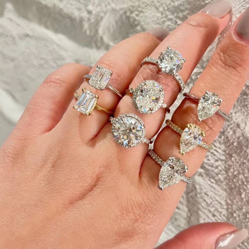 Wholesale Engagement Femme En or Bijoux Homme Radiant Moissanite Diamond 925 Silver Rings Jewelry Manufacturer Custom Jewelry