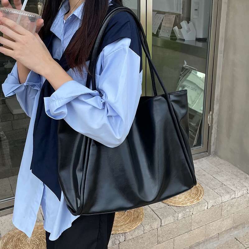 New Korea Style Big Shoulder Tote Bag Simple Design Large Capacity Girl Women Casual Shopping Underarm Bag