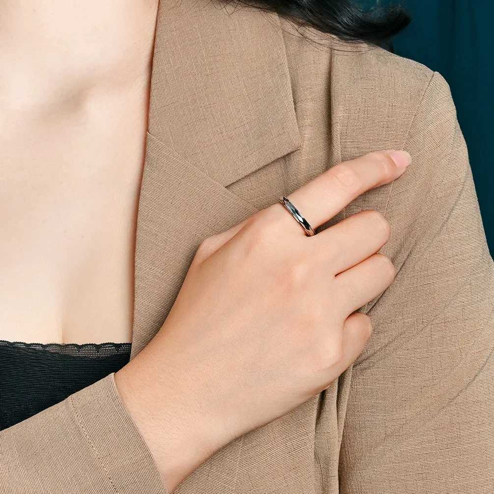 3mm Width Stainless Steel Rotatable Fidget Ring for Women Men Small Colorful Black Gold Color Rhombus Surface Spinner RingW251017