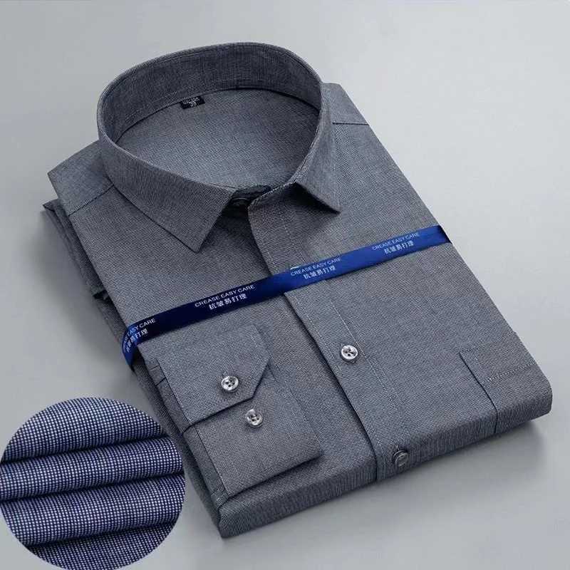 Mens 100 Cotton Shirt WrinkleFree Long Sleeve Business Professional Big Size S8XL Plus Size Formal Office Easy Care Shirts J251017