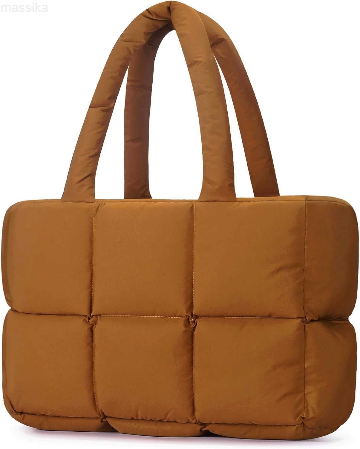 Travel Puffer Tote Bag for Women Large Quilted Shoulder Bag Handbag Puffy Weekender Overnight Bag for Shop Work Gym M251017