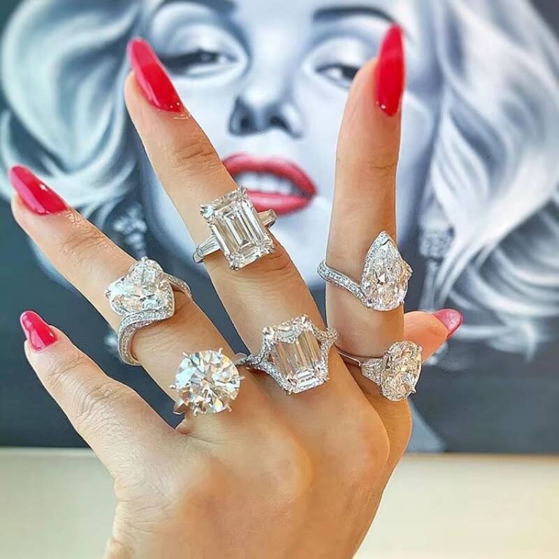 CVD Bespoke Factory Wholesale Laboratory Synthetic Artificial HPHT Cultured Diamond Ring Yellow Pink Blue Diamond Jewellery