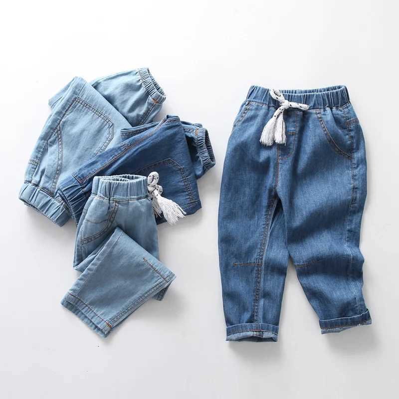 Autumn Baby Boys Denim Pant New Elastic Waist Solid Color Kids Baby Boys Trousers Versatile Cotton Comfortable Toddler Boys JeanT251017