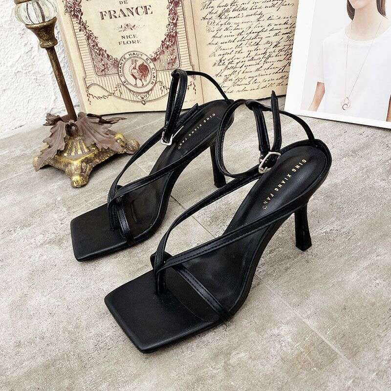 Stylish Square Toe Sandals With High Heels