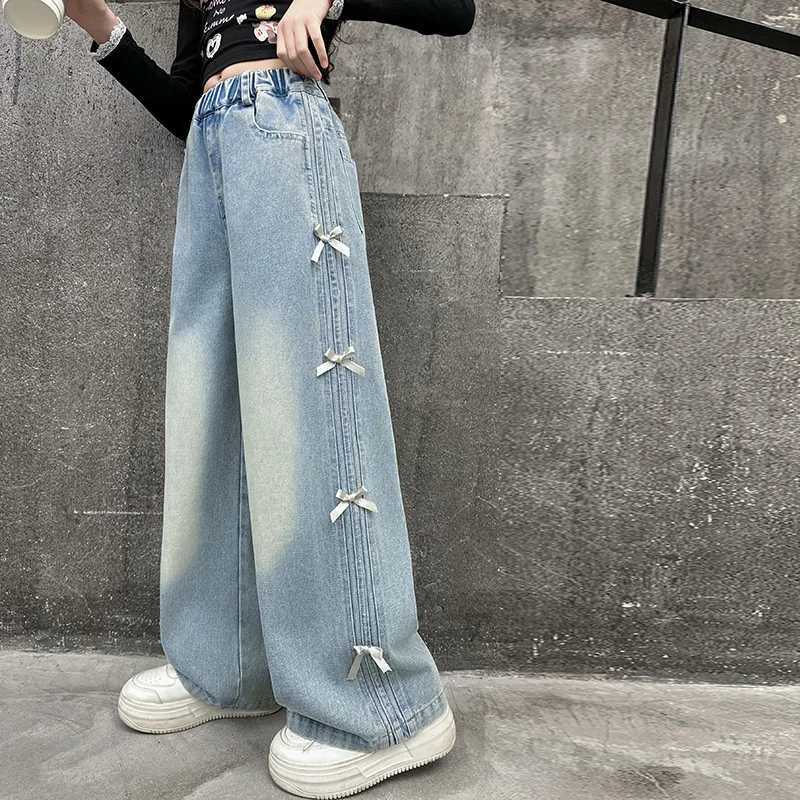 Girls Spring Autumn New Fashion Simple Personalized High Quality Versatile Loose Denim Pants 2025T251017