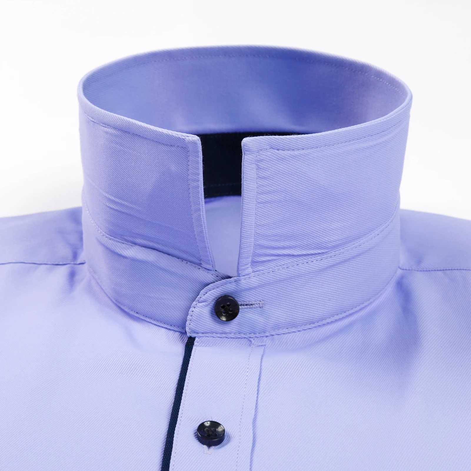 Mens Classic Contrast Stitching Front Placket Dress Shirts SemiFormal Long Sleeve Regularfit Social Business Office Shirt J251017