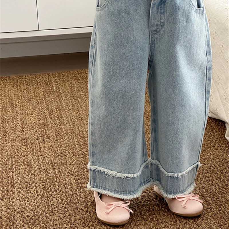 Pants Girl 2024 Spring Summer New Burrs Jeans Western Solid Color Leisure Versatile TideT251017