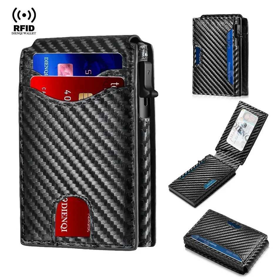 Rfid Credit Card Holder Carbon Fiber Wallets Men Anti Theft Slim Thin Luxury Bank Money Cardholder Case Minimalist Wallet PurseW251017